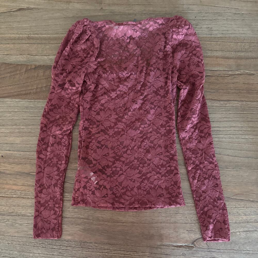 Anthropologie Puff-Sleeve Sheer Lace Top - Size XXS - Picture 4 of 6
